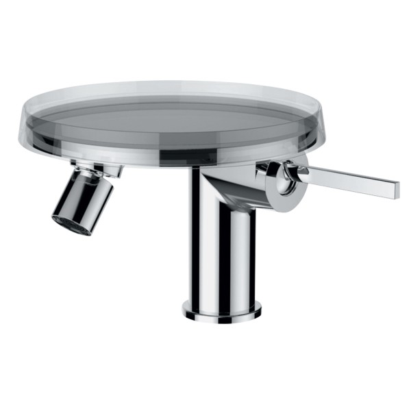 LAUFEN Bidetarmatur mit Deko-Disc (transparent) Kartell LAUFEN Festauslauf Ausladung 125 mm mit Abla