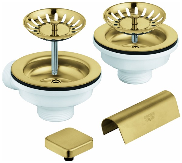 GROHE Spülen-Ablaufgarnitur 40999 2 Becken mit Exzenter cool sunrise gebürstet, 40999GN0