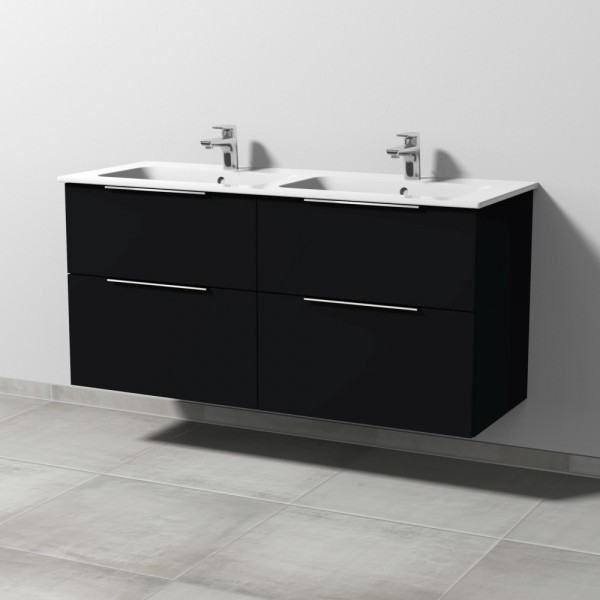 Sanipa 3way Waschtischunterbau zu Duravit ME by Starck Waschtisch mit 4 Auszügen, Schwarz-Matt
