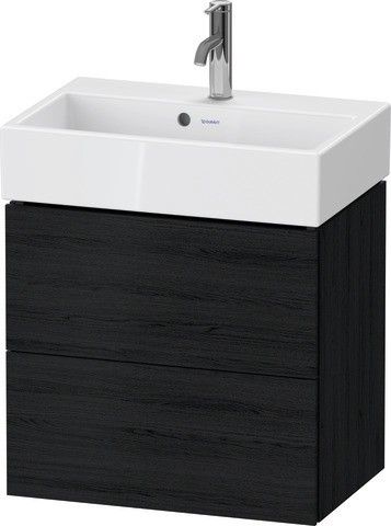 Duravit L-Cube Waschtischunterbau wandhängend Eiche Schwarz Matt 584x391x544 mm - LC621901616