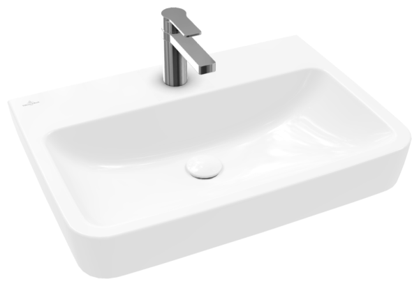 Villeroy & Boch Waschbecken O.novo 650x460mm Eckig 1HL. o. Überlauf Weiß Alpin CeramicPlus, 4A4166R1