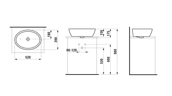 LAUFEN Waschtisch-Schale PRO B 390x520x175