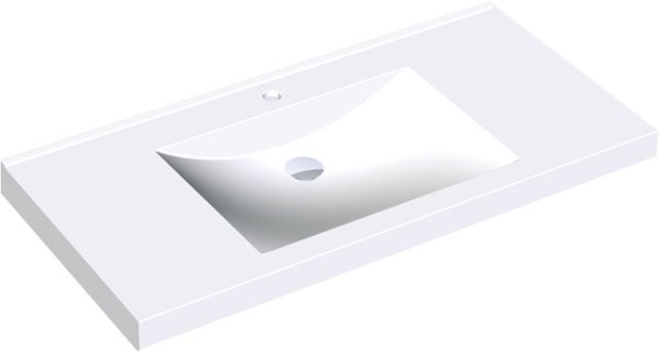 KWC Aquarotter Einzelwaschtisch, QUADRO, MIRANIT, 1000x125x530 mm, Mulde re-eckig, 2030036243
