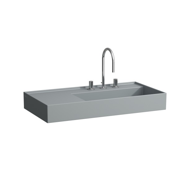 LAUFEN Waschtisch Kartell · LAUFEN 460x900x150, 3 Hahnlöcher, ohne Überlauf, Ablage links, graphit
