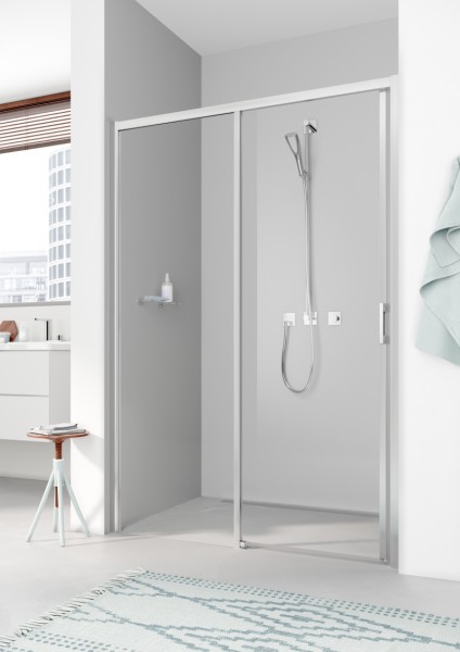 Kermi Gleittür Liga D2L 1530x1850 GAK: 1480-1530, silber mattglanz ESG klar mit KermiClean