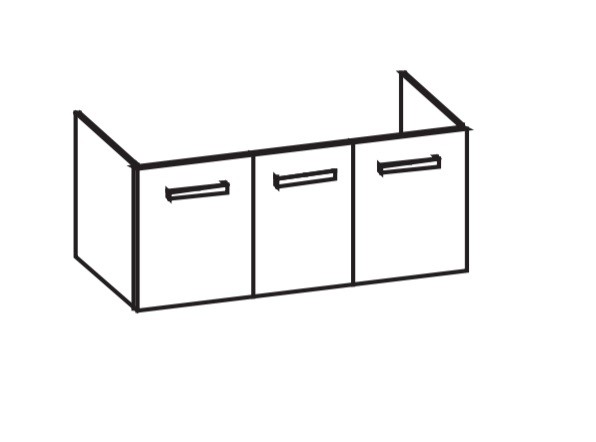 Artiqua 411 Waschtischunterschrank für P3 Comforts 233212, 233312, 233412 Stahlgrau Metallic, 411-WU