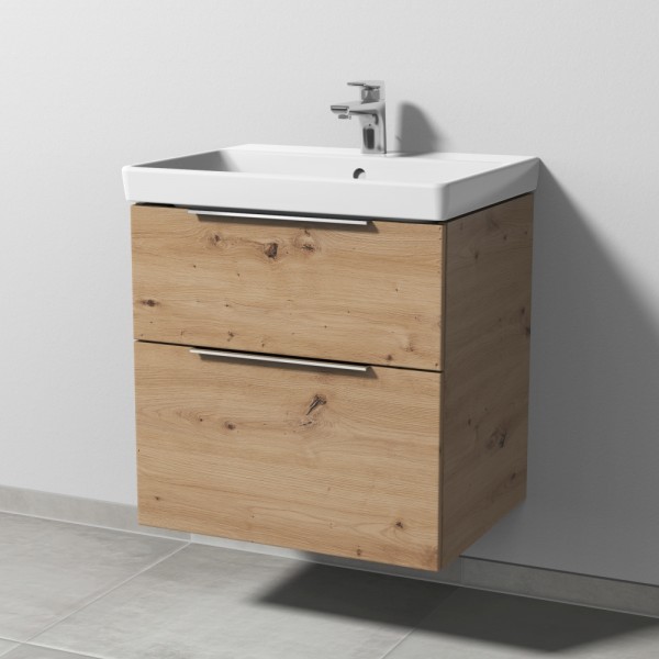 Sanipa 3way Waschtischunterbau zu Villeroy & Boch Avento Waschtisch mit 2 Auszügen, Eiche Natural-To