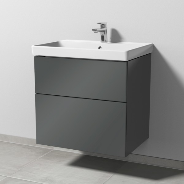 Sanipa 3way Waschtischunterbau zu Villeroy & Boch Avento Waschtisch mit 2 Auszügen, Anthrazit-Glanz