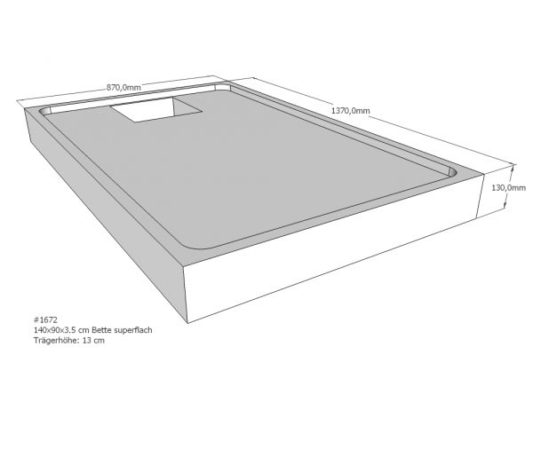 Neuesbad Wannenträger für Bette superflach 140x90x3,5