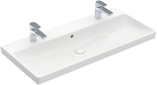 Villeroy & Boch Schrankwaschtisch Avento, 2 x 1 Hahnloch, mit Überlauf, weiss