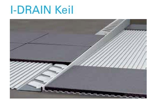 I-DRAIN Keil rechts 1,48 m, Edelstahl, gebürstet,h1 12,5mm,h2 32mm