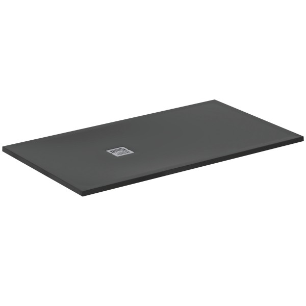 Ideal Standard Rechteck-Duschwanne Ultra Flat S + 1600x900mm Abl.55cm Mitte/Seite Schiefer, T5601FV