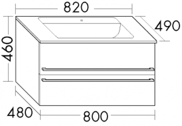 Burgbad Glas Waschtisch-Set Bel Matt Dunkelgrau Matt/Dunkelgrau Hochglanz, SEUJ082F2083A0121