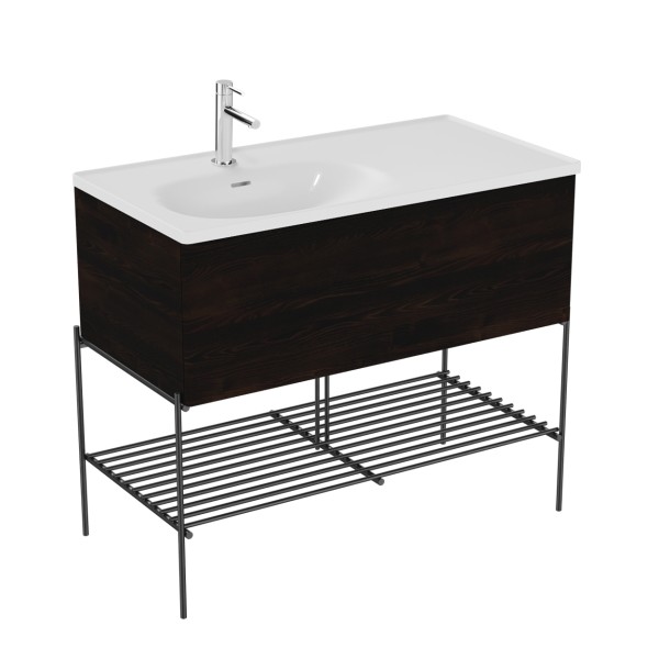 VitrA Equal Set Möbelwaschtisch asymmetrisch 100 cm Waschtischunterschrank mit Auszug,81095