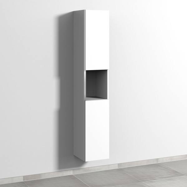 Sanipa 3way Hochschrank mit 2 Türen und 1 offenem Fach, Weiß-Soft