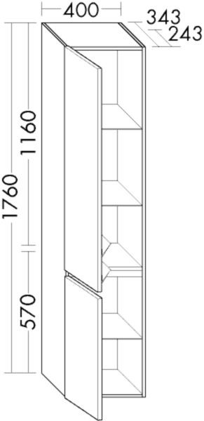 Burgbad Hochschrank Lin20 HGL 1760x400x345 Weiß Hochglanz, HSPE040RF5366