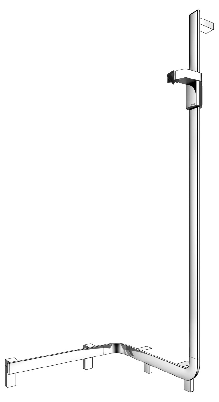 KEUCO AXESS Eck-Duschhandlauf 90° mit Brausestange rechts, Metall, B: 53,1 H: 130,1 T: 55 cm, 350080 35008016601