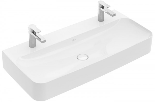 Villeroy & Boch Waschtisch Finion 4168 1000x470mm Hahnlöcher dgest o ÜL eck Weiß Alpin C+, 4168A1R1