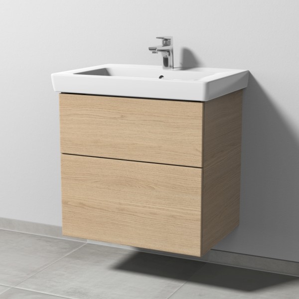 Sanipa 3way Waschtischunterbau zu Villeroy & Boch Subway 2.0 Waschtisch mit 2 Auszügen, Eiche-Nordic