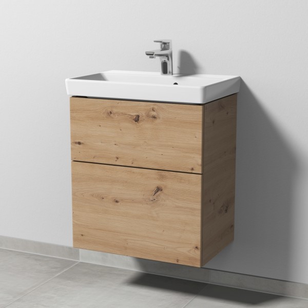 Sanipa 3way Waschtischunterbau zu Villeroy & Boch Avento Waschtisch mit 2 Auszügen, Eiche Natural-To