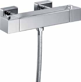 KAJA-Aquadrat Brause-Thermostatbatterie mit Aquadrat-Brausestangenset, chrom