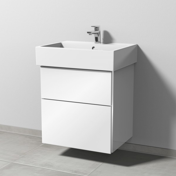 Sanipa 3way Waschtischunterbau zu Duravit Vero Air Waschtisch mit 2 Auszügen, Weiß-Glanz