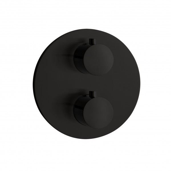 Herzbach deep black Thermostatarmatur Unterputz 1 plus rund rund sz, Schwarz matt, 23.500550.1.12