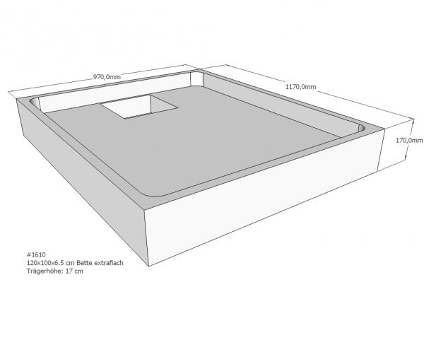 Neuesbad Wannenträger für Bette extraflach 120x100x6,5