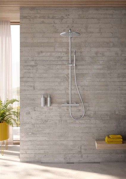 Herzbach LIVING SPA Duschsäule RB 250mm rund Stabhandbrause Edelstahl, 11.988225.1.09