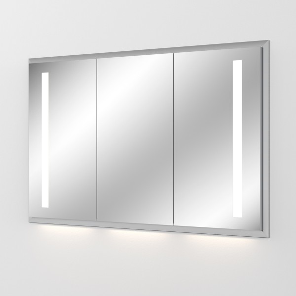 Sanipa Reflection Aluminium-Wandeinbau-Spiegelschrank WILMA 125 mit LED-Beleuchtung, AU3056L