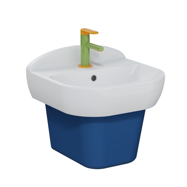 VitrA Sento Kids Waschtisch 45 cm mit Hahnloch mit Überlaufloch Weiß Hochglanz,7350B003-0001