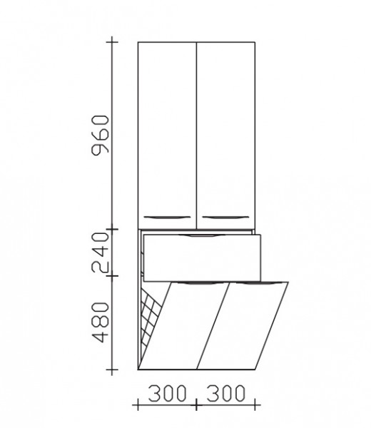 Pelipal Serie 6025 Hochschrank 6025-HSW60-04, B:600, H:1680, T:330mm