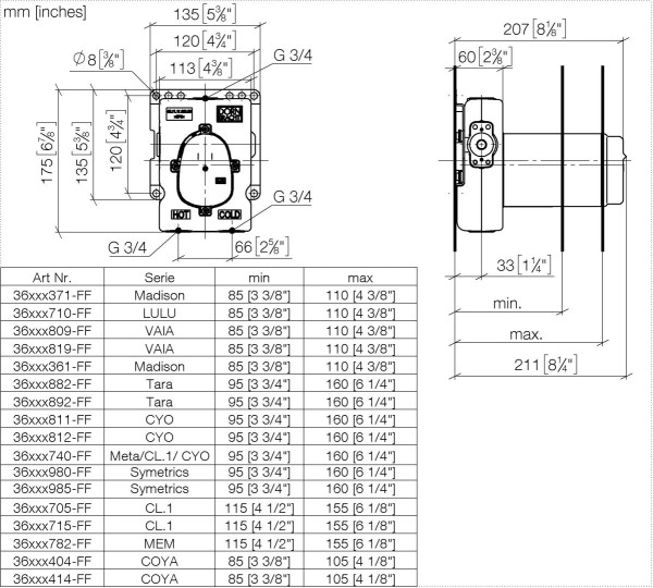 Dornbracht xTOOL UP-Thermostatmodul ohne Mengenregulierung SERIENNEUTRAL 35503970