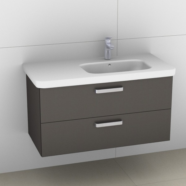 Artiqua 411 Waschtischunterschrank für DuraStyle 232610 Becken rechts Stahlgrau Metallic, 411-WU2L-D