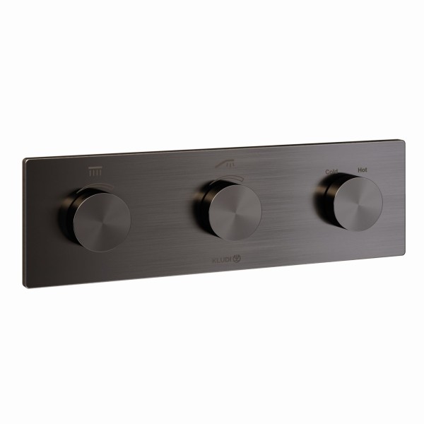 Kludi PushTronic Elektronisches Unterputz-Thermostat mit Feinbauset Brushed Gunmetal PVD, 38300N2-00