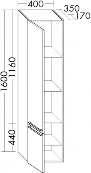 Burgbad Hochschrank Cube PG1 1600x400x350 Graphit Softmatt, HSBK040LF5786