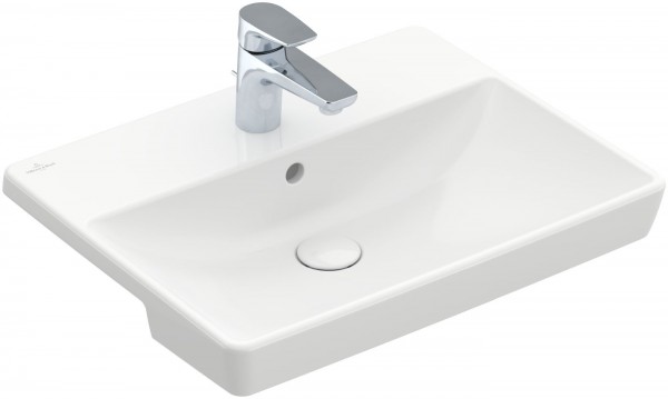 Villeroy & Boch Vorbauwaschtisch Avento 4A06 550x360mm mittl HL durchgest m ÜL Weiß Alpin CeramicPlu