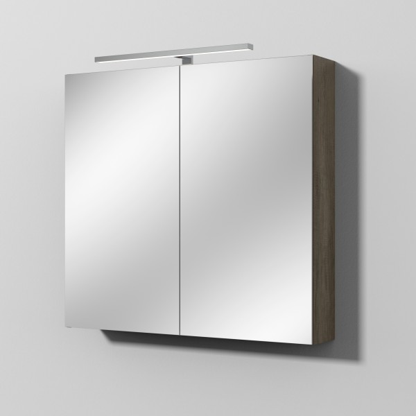 Sanipa Reflection Spiegelschrank MILLA 80 mit LED-Aufsatzleuchte, Eiche-Nebraska, SD14237