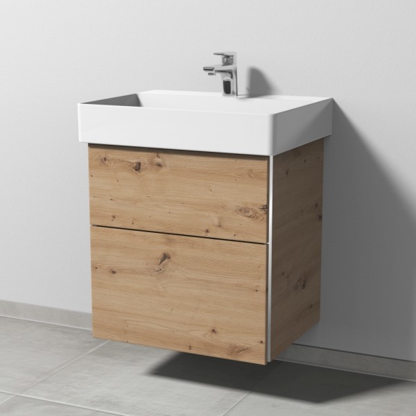 Sanipa 3way Waschtischunterbau zu Duravit Dura Square Waschtisch mit 2 Auszügen, Eiche Natural-Touch