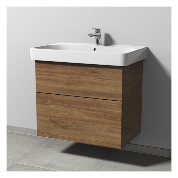 Sanipa 3way Waschtischunterbau zu Geberit Smyle Square Waschtisch mit 2 Auszügen, Eiche-Kansas