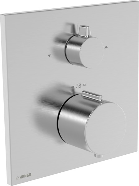 Hansa FM-Set f. zwei Abgänge HANSAEASYTHERM, 8114 Rosette eckig Stahl gebürstet, 8114926280