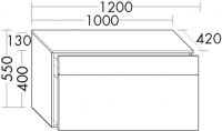 Burgbad Sideboard Pli HGL Burgbad Sideboard Pli HGL 550x1200x420 Weiß Hochglänzend, KOAB120F0135