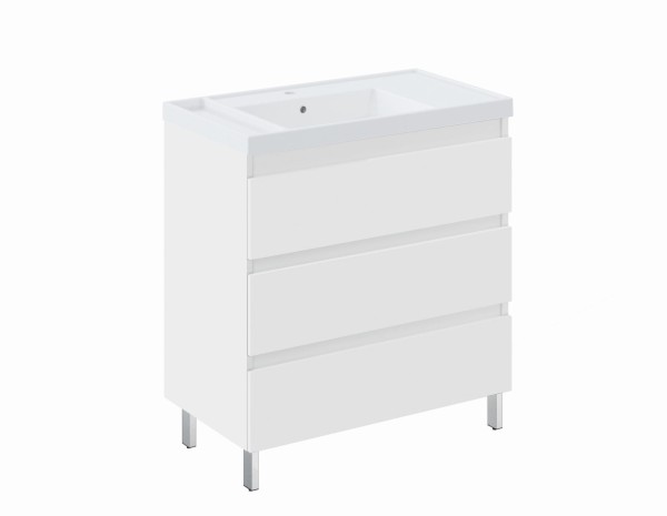 Cosmic Bbest Unterschrank 3 Schubladen und Füsse mit Teckstone-Waschtisch, weiss matt, WJB010P380110