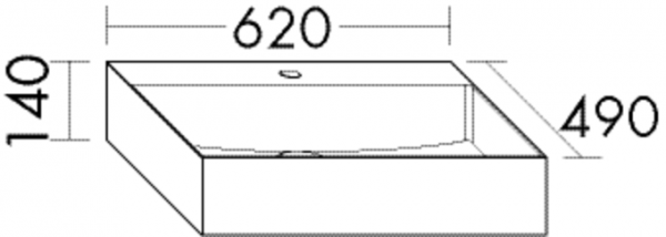 Burgbad Mineralguss Aufsatz-Waschtisch Weiß Velvet 140x620x490 Weiß Velvet, MWEM062C0037