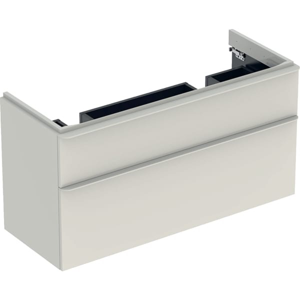 Geberit Smyle Square Unterschrank für Dopppelwaschtisch m. 2 Schubladen, 118,4x61,7x47cm, sand-grau,