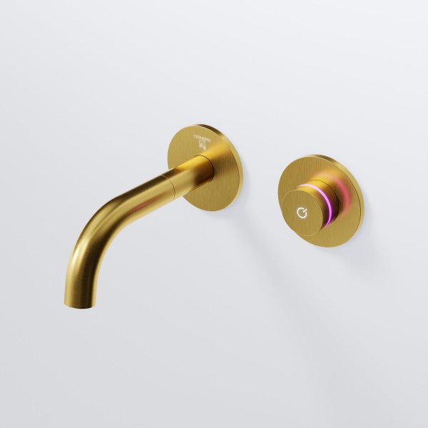 Steinberg Serie 390 iFlow - Vollelektronische Wand-Waschtisch-Armatur, Gold gebürstet