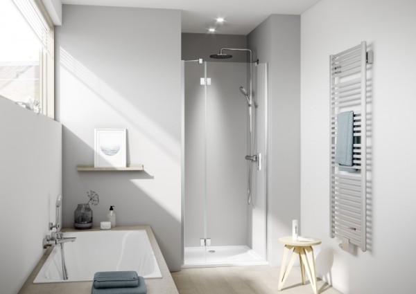 Kermi Schwingtür Liga SFL 0750x2000 BV: 730-760, silber hochglanz ESG klar mit KermiClean