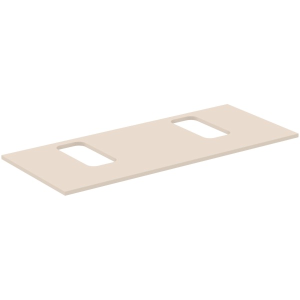 Ideal Standard Waschtischplatte i.life B 2 Ausschnitte r/l f.2 Wand-WT 1202x507x18mm Sandbeige matt,
