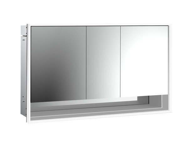 emco LED-Lichtspiegelschrank Loft mit Unterfach Unterputz, 1600 mm, 3-türig Rückwand weiß, 979806223