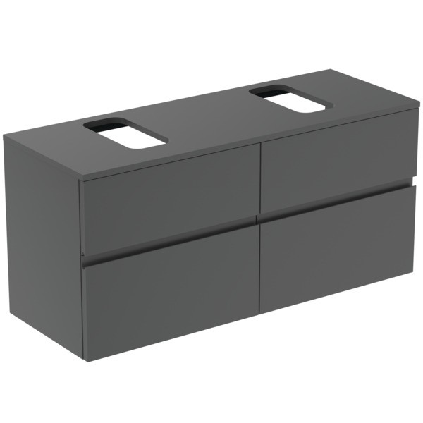 Ideal Standard Waschtischunterschrank Finesse Ausschnitt r/l 1202x440x558mm 4 Auszüge Anthrazit matt
